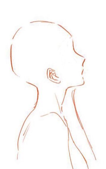 Side Profile View Reference, Drawing Reference Poses Side Profile, Anime Base Side Profile, Body Base Drawing Side Profile, Anime Side Body Reference, Anime Base Side View, Female Head Side View Drawing, Side Pfp Hair Drawing, Side View Profile Drawing