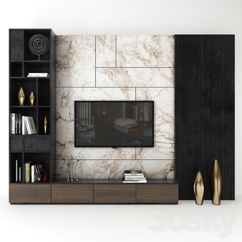 3d models: TV Wall - Tv wall set_ 03 Tv Wanddekor, Tv A Muro, Tv Unit Design Modern, Tv Unit Decor, Modern Tv Wall Units, Living Room Wall Units, Tv Unit Furniture, Tv Unit Interior Design, Modern Tv Units