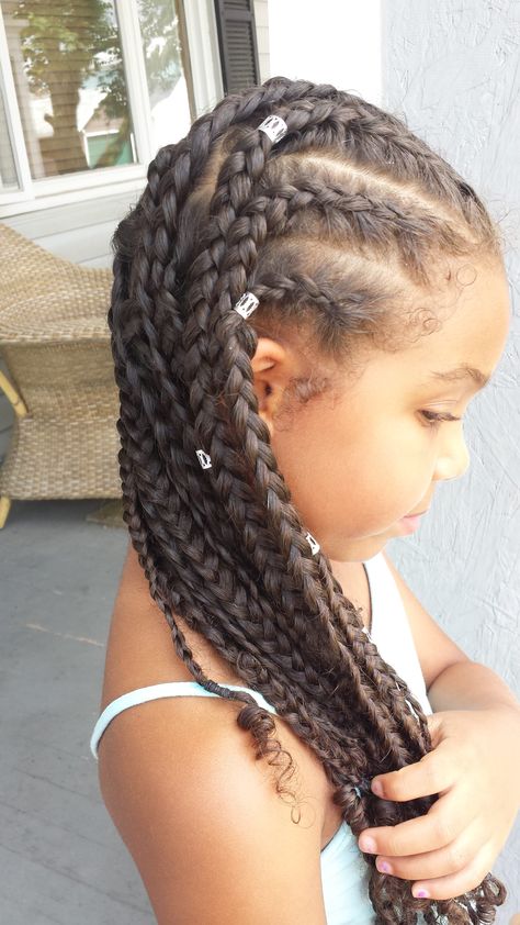 Braids For Biracial Kids, Loose Cornrows Braids, Biracial Protective Hairstyles, Mixed Braided Hairstyles, Braided Natural Hairstyles For Kids, Mixed Girl Braids Kids, Mixed Curly Hair Braid Styles Kids, Biracial Hair Styles For Girls Kids, Biracial Braids