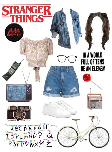 Discover outfit ideas for Stranger Things Style made with the shoplook outfit maker. How to wear ideas for Baho cropped top and Lollipop 1985 Outfit Ideas, Stranger Things Oc Outfit, Stranger Things Style Outfits, Stranger Things Clothes Style, Stranger Things Outfit Ideas 80s, Stranger Things Inspired Outfits, Stranger Things Outfit Ideas, Outfit Ideas 80s, 80s Stranger Things