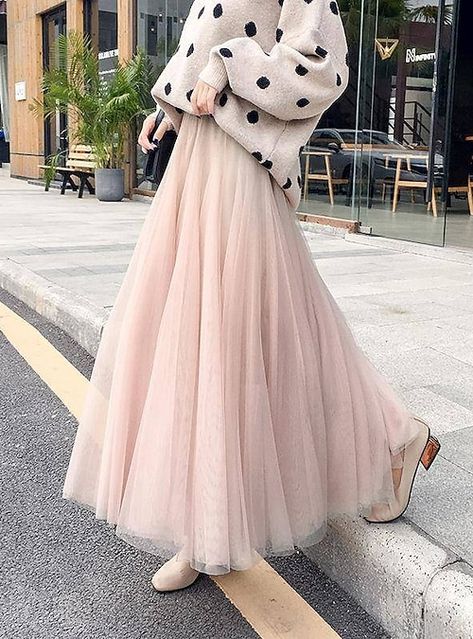 Knee length tulle skirt