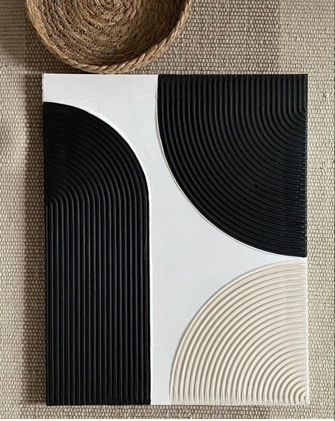 Black And White., Diy Rattan Wall Art, Textured Art Canvas Inspiration, 2024 Art Ideas, Abstract Art Canvas Diy, Compound Canvas Art, Texture Canvas Art Diy, Modern Textured Wall Art, Textured Diy Canvas Art