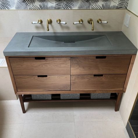 Vanity & Concrete Sink — Goodwood Design Concrete Sink Diy, Concrete Bathroom Vanity, Concrete Vanity Top, Sink Diy, Concrete Vanity, Concrete Bathroom, Concrete Sink, Vanity Top, Signature Design