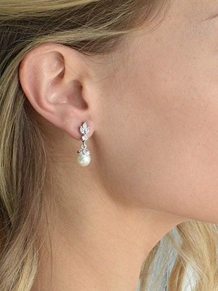 Cubic Zirconia Bridal Earrings, Wedding Earrings Vintage, Gold Bridal Earrings, Wedding Earrings Drop, Light Ivory, Ivory Pearl, Silver Jewelry Handmade, Deco Jewelry, Vintage Bridal