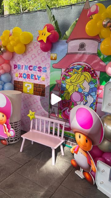 Party Rentals Event Decorations Balloons Backdrop on Instagram: "Super Princess Peach Party #princess #princesspeach #princesspeachparty #princesspeachballoons #princesspeachbackdrop #backdrop #balloons #mariobros #mariobrossparty" Princess Peach Backdrop, Princess Peach Diy, Princess Peach Party Decorations, Princess Peach Party, Super Princess Peach, Peach Mario, Super Princess, Peach Party, Balloon Backdrop