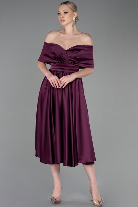 Purple Dress Midi, Wedding Guest Dress Cocktail, Midi Evening Dress, Midi Bridesmaid Dress, Dress Collar, Purple Midi Dress, Dress Wedding Guest, Satin Bridesmaid Dresses, Purple Satin