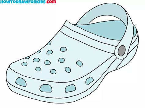 How to Draw Crocs - Easy Drawing Tutorial For Kids Crocs Drawings, Moving Straps, Practice Drawing, Easy Drawing Tutorial, Drawing Tutorials For Kids, Coloring Supplies, Shoes Drawing, Drawing Tutorial Easy, Pencil And Paper