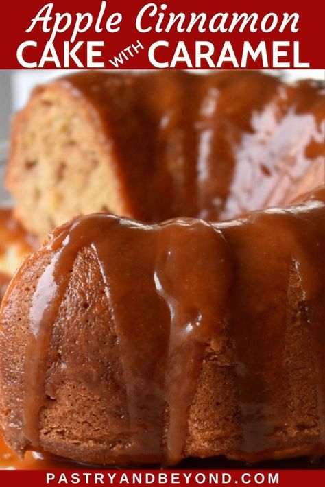 Apple Cinnamon Bundt Cake, Eggnog Bundt Cake, Boozy Eggnog, Cinnamon Bundt Cake, Cake With Caramel Sauce, Caramel Apple Cake Recipe, Christmas Bundt Cake, Apple Cinnamon Cake, Apple Bundt Cake