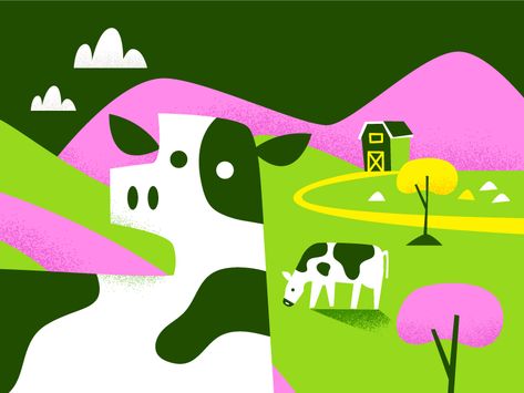 by Anna Hurley Cow Illustration Design, Cow Illustration Cute, Cow Graphic Design, Milk Illustration, Farm Illustration, Cow Icon, Cow Graphic, Cow Logo, Cow Illustration