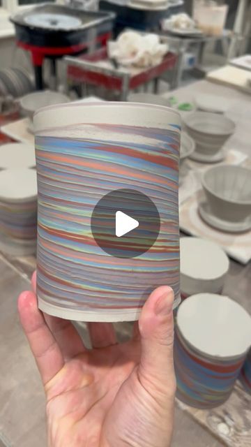 45K views · 2.7K likes | Jon Schmidt pottery on Instagram: "Finally breaking out some fun marbling !  6 different colors of clay layered together for this batch.  Stay tuned for a future video to see how they turn out !" Marbled Clay Pottery, Marbled Pottery, Liquid Clay, Marbled Clay, Ceramic Techniques, Marbling, Clay Ceramics, Hand Built, Schmidt