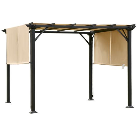 Outsunny Outdoor Patio Gazebo Pergola with Retractable Canopy Roof, Steel Frame with Stakes, & Unique Design - Walmart.com - Walmart.com Metal Frame Gazebo, Pergola With Retractable Canopy, Store Pergola, Retractable Pergola Canopy, Pergola Retractable, Canopy Roof, Gazebo On Deck, Steel Gazebo, Sun Shade Canopy