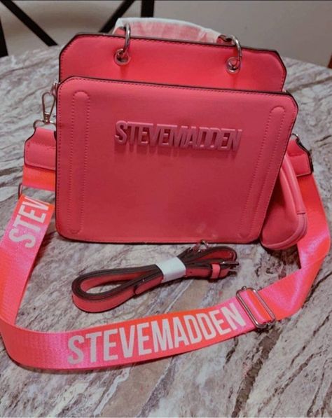 Fluorescent Pink Steve Madden Bags Handbags, Purse Collection, Trendy Purses, Perfect Peach, Inspired Handbags, Luxury Bags Collection, Steve Madden Handbags, Handbag Essentials, Girly Bags