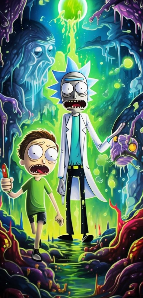 Limited Edition Rick & Morty Painting - Etsy Morty Painting, Rick And Morty Image, Batman Comic Cover, Dallas Cowboys Wallpaper, Trippy Cartoon, Graffiti Wallpaper Iphone, Minions Wallpaper, Rick Y Morty, Animated Wallpapers For Mobile