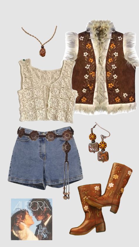 Daisy jones inspired outfit #daisyjonesandthesix #daisyjonesandthesix #70sfashion Cute 70s Outfits, Summer Hippie Outfits, 70s Inspired Outfits, Outfits 70s, Famous Outfits, 70s Inspired Fashion, 70s Outfits, Daisy Jones, 70’s Fashion