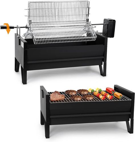 Onlyfire 2 in 1 Charcoal BBQ Grill Rotisserie Kit with 3 Rotating Baskets and 24 Inch Grill Grate, Stainless Steel Auto Swivel BBQ Roasting Machine for Outside Patio Backyard, Tabletop BBQ Grill Grill Machine, Charcoal Bbq Grill, Rotisserie Grill, Grill Station, Wood Pellet Grills, Outdoor Bbq Kitchen, Easy Bbq, Camping Grill, Barbeque Grill