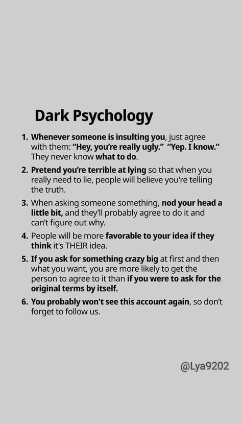 Phsycology Tricks Tiktok, Psychological Tricks To Use On People, Dark Psychology Tricks, Psycology Tips, Human Behavior Psychology, Psychology Tips, Psychology Tricks, Dark Psychology, Psychological Tricks