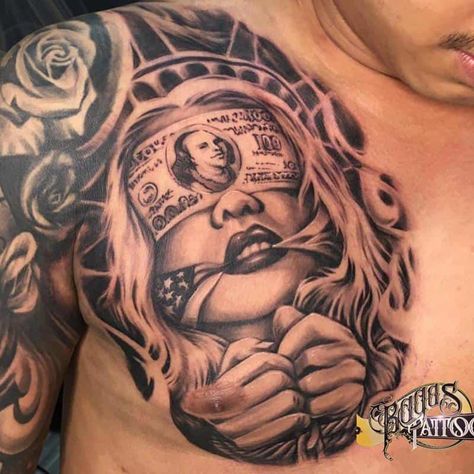 Chest To Half Sleeve Tattoo For Men, Chicana Chest Tattoo, Men’s Half Chest Tattoos, Half Chest Piece Tattoos Mens, Half Chest Tattoos For Men, Left Side Chest Tattoo Men, Single Chest Tattoo, Mens Half Chest Tattoos, Hood Chest Tattoo Men Ideas