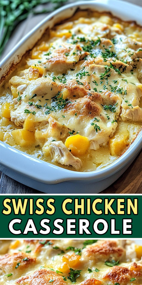 This Slow Cooker Swiss Chicken Casserole is Packed with tender chicken, melted Swiss cheese, and a rich creamy sauce, it's a delicious and hearty meal the whole family will love. Save this pin for an easy, comforting, and flavor-packed meal idea.
 #SlowCookerRecipes #ChickenCasserole #SwissChicken #Easyrecipes Swiss Cheese Chicken, Swiss Chicken Casserole, Swiss Chicken Bake, Swiss Chicken, Chicken Casserole Recipe, Chicken Breast Recipes Easy, Shredded Chicken Recipes, Stuffing Mix, Hearty Meal