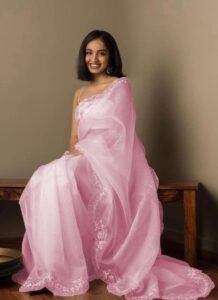 Saree Ruffle, Soft Organza Saree, India Traditional Dress, Pink Sarees, Baby Pink Saree, Fancy Clothing, Sarees For Girls, Simple Saree Designs, Organza Silk Saree