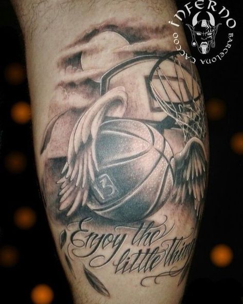 Top 14 Basketball Tattoos For Men To Try This Year Basketball Memorial Tattoo, Basketball Tattoos Ideas For Women, Basketball Tattoos For Men Ideas, Basketball Tattoo Design, Bape Wallpaper, Fire Tattoos, Adam Tattoo, Leg Tats, Basketball Tattoos