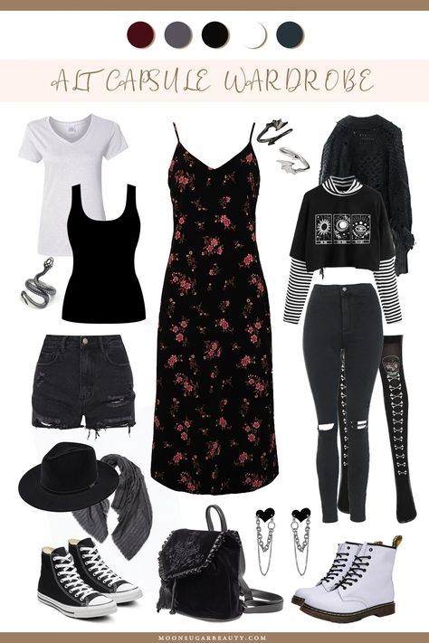 How to Build a Chic & Edgy Capsule Wardrobe for Alternative Fashion Style? Alternative Fall Fashion, Edgy Capsule Wardrobe, Gothic Fashion Casual, Alt Clothes, Fashion Capsule Wardrobe, Estilo Grunge, Fashion Capsule, Alternative Clothing, Alternative Outfits