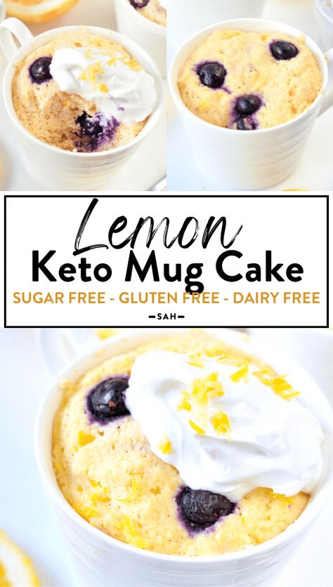 This Keto Lemon Mug Cake is the most delicious almond flour mug cake to snack on the keto diet. An easy 5-ingredient mug cake with a tangy lemon flavor and only 7 grams of net carbs. Mug Cake Gluten Free, Keto Lemon Mug Cake, Cake Gluten Free Dairy Free, Lemon Mug Cake, Lemon Pound Cake Recipe, Cake Gluten Free, Baking Soda And Lemon, Cake Mug, Keto Mug Cake