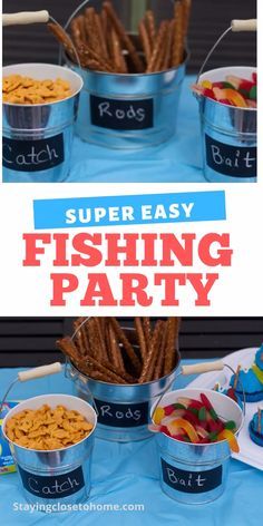 Fish Fry Birthday Party Ideas, Bass Fishing Party Ideas, Fishing Birthday Party Snacks, Fishing 40th Birthday Party, Fishing Party Snacks, Fishing Party Food Ideas, Fishing Themed Snacks, Boy Fishing Birthday Party, Fish Party Food Ideas