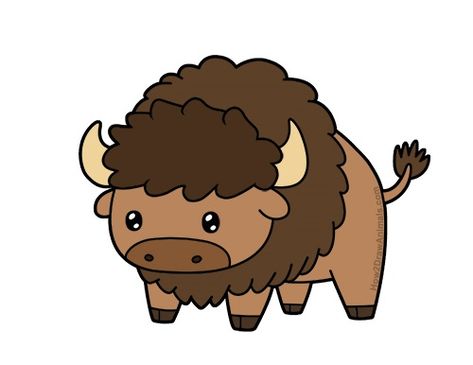 Learn to draw a bison step by step at How2DrawAnimals.com #bison #buffalo #howtodraw #cuteanimals How To Draw A Buffalo Step By Step, Buffalo Animal Drawing, How To Draw A Bison, Cartoon Buffalo Drawing, Buffalo Art Drawing, Cute Buffalo Cartoon, Bison Illustration Cute, Cute Buffalo Drawing, Cute Bison Drawing