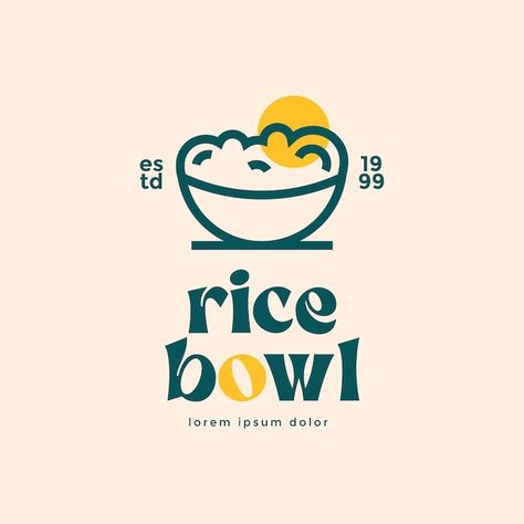 Bowl Packaging Design, Fnb Logo, Logo Design Makanan, Rice In A Box Logo, Logo Kuliner Design, Bowl Logo Design, Logo Brand Makanan, Rice Logo Design, Chinese Food Logo