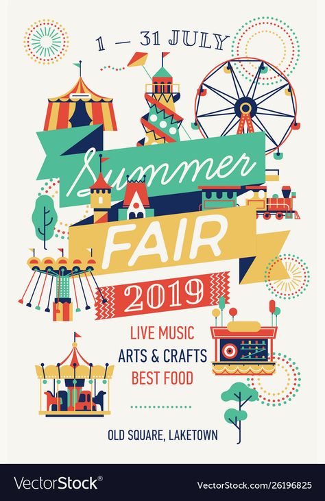 Summer Template, Summer Fair, Desain Editorial, Free Flyer Templates, Event Poster Design, Fun Fair, Carnival Themes, Creative Flyers, Festival Posters