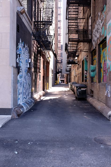 Built Environment Photography, Alley Way Background, Linear Perspective Photography, Background Reference Photo, Urban City Street, Environment Photography, Alley Way, College Photography, New York Buildings