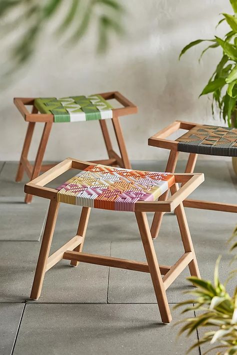 Patio & Outdoor Furniture | AnthroLiving Luxury Houses Kitchen, Woven Furniture Design, Unique End Tables, Wood Chair Design, Contemporary Stools, Woven Chair, Woven Furniture, Diy Furniture Renovation, Living Room End Tables