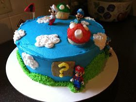 Cake Mushroom, Mushroom Cupcakes, Mario Birthday Cake, Mario Bros Cake, Super Mario Cake, Mario Cake, Cloud Cake, Super Mario Birthday Party, Birthday Traditions