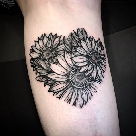 Sunflower On Knee Tattoo, Feminine Back Of Neck Tattoos For Women, Dove And Sunflower Tattoo, 4 Sunflower Tattoo, 3 Sunflower Tattoo Design, Double Sunflower Tattoo, Wrist Sunflower Tattoos For Women, Black Sunflower Tattoo Cover Up, Three Sunflower Tattoo