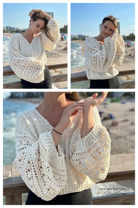 Vintage Lace Sweater Crochet Pattern Crochet Blouses For Women, Crochet Lace Vest Pattern, Vintage Crochet Top Pattern, Crochet Lace Sweater Pattern Free, Shirt Crochet Patterns Free, Add Crochet To Clothing, Fall Crochet Inspiration, Elegant Crochet Patterns, Crochet Patterns Free Sweater