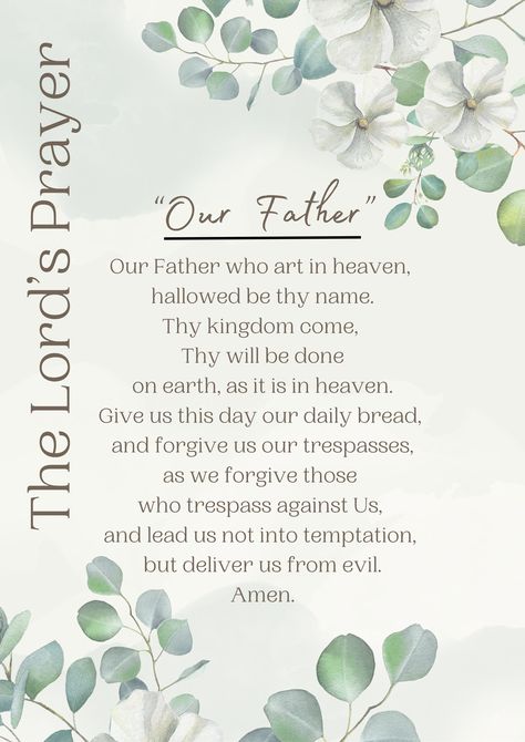 This is a digital download of The Lord's Prayer (Catholic Version) The Lord’s Prayer, The Lord Prayer, Passion Conference, Prayer Catholic, Memory Verses, Lords Prayer, Lord’s Prayer, The Lord's Prayer, Lord's Prayer