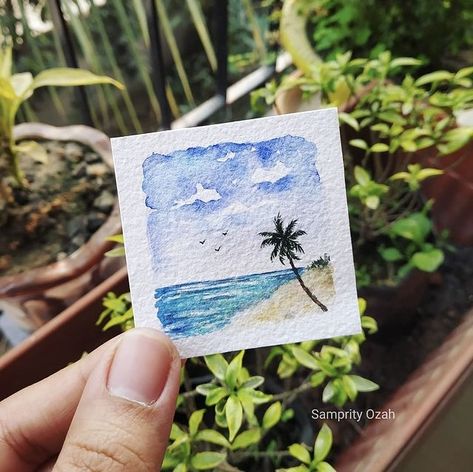 Painting Idea For Beginners, Katie Green, Miniature Watercolor, Watercolor Paintings Nature, Watercolor Beginner, Watercolor Paintings For Beginners, Diy Watercolor Painting, Watercolor Flower Art, Watercolor Landscape Paintings