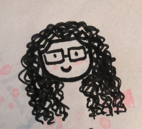 Curly Headed Cartoon Characters, Pfp Aesthetic Curly Hair, Curly Hair Girl Cartoon, Curly Pfp Cartoon, Wavy Hair Pfp Cartoon, Curly Hair Drawing Cartoon, Brown Curly Hair Pfp Cartoon, Curly Hair Doodle, Cartoon Profile Pics Curly Hair