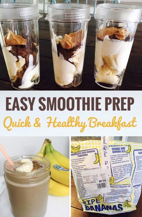 Easy Smoothie Prep - Glitter On A Dime Ninja Blast Portable Blender Recipes, Chocolate Peanut Butter Smoothie Recipes, Banana Chocolate Peanut Butter, Frozen Smoothies, Peanutbutter Smoothie Recipes, Smoothie Bowl Vegan, Flavored Waters, Quick And Healthy Breakfast, Banana Apple Smoothie