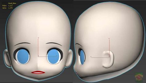 New Chibi Head Chibi Head, 3d Polygon, Character Turnaround, Chibi Style, Anime Head, New Anime, 2d Design, Bedroom Floor Plans, Digital Painting Tutorials