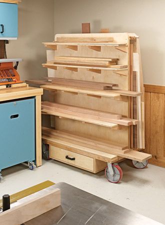 Construction Organization, Lumber Cart, Lumber Storage Rack, Woodsmith Plans, Wood Cart, Plywood Storage, Lumber Rack, Wood Storage Rack, Diy Storage Shed