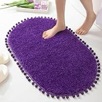 Dark Purple Rug, Pom Pom Decorations, Purple Bathrooms, Rugs For Bedroom, Shower Mat, Washable Rug, Purple Rug, Entryway Rug, Soft And Gentle