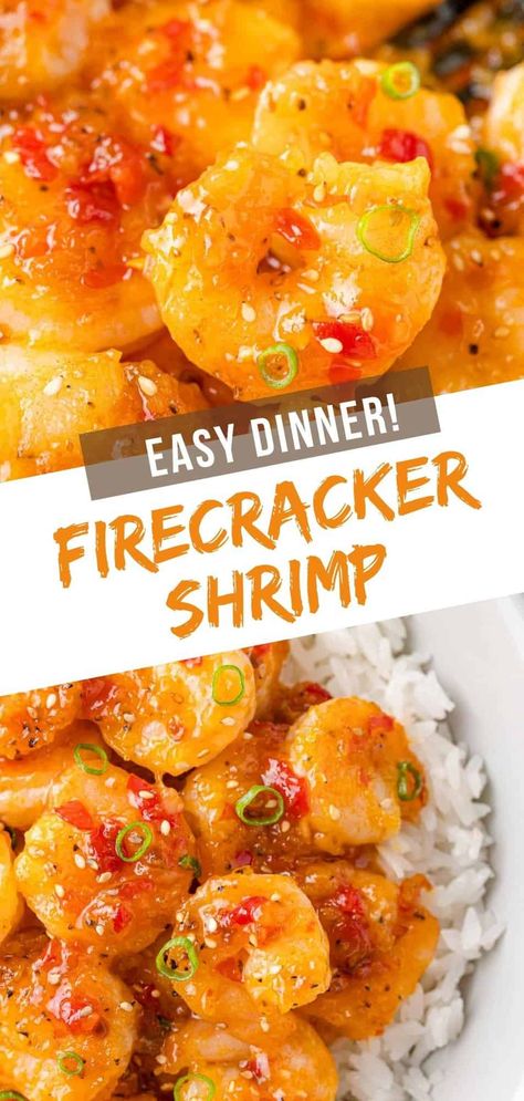 The flavor is poppin’ with this easy firecracker shrimp recipe! A sweet-and-spicy sauce makes the shrimp totally irresistible. Easy Spicy Shrimp Recipes, Pow Pow Shrimp, Asian Sauce For Shrimp, Vegetarian Shrimp Recipes, Seapak Popcorn Shrimp Recipes, Firecracker Shrimp Sauce, Ginger Shrimp Recipes, Sweet Shrimp Recipes, Firecracker Shrimp Recipe