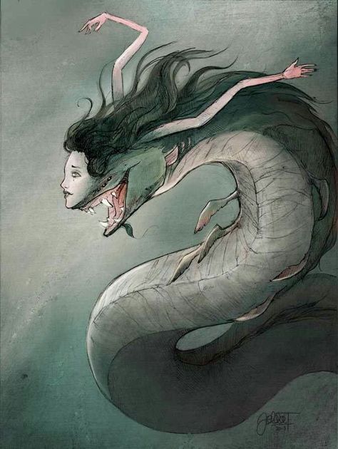 The lure of the Siren Mermaid Drawings, 다크 판타지, Monster Concept Art, Arte Obscura, Beautiful Mermaids, Scary Art, Mythical Creatures Art, Mythological Creatures, Creepy Art