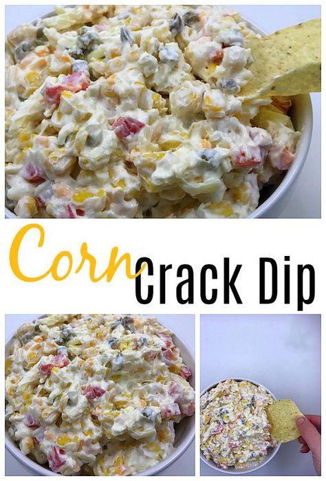 One Bite Appetizers, Corn Dip Recipes, Garlic Garlic, Crockpot Appetizers, Corn Dip, Dip Recipes Easy, Just Eat, Chopped Garlic, Appetizer Dips