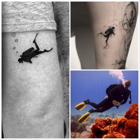 Diver Tattoo Ideas, Iceberg Tattoo, Tank Tattoo, Diver Tattoo, Diver, I Tattoo, Tatting, Tattoo Ideas, Tattoos