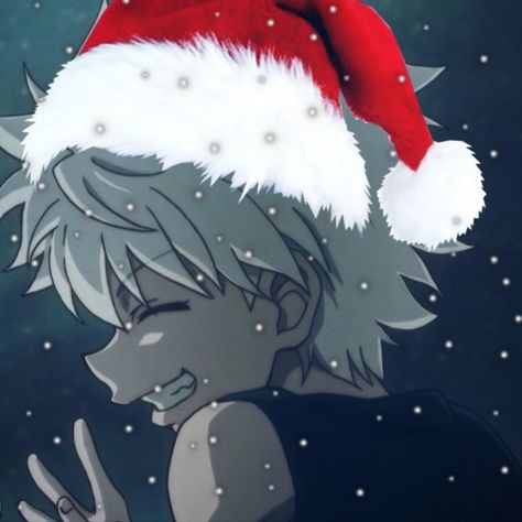 Hxh Christmas Pfp, Hxh Christmas, Christmas Anime, 4 Year Anniversary, Anime Shadow, Christmas Characters, Matching Pfps, Christmas Hat, Sketchbook Art Inspiration