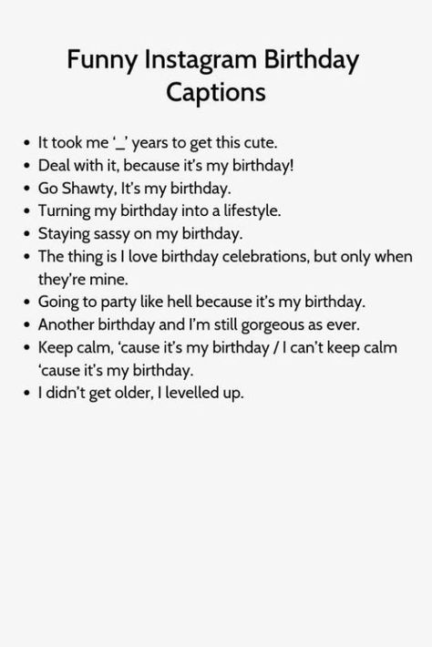 #Birthday frases Birthday Captions Birthday Captions Funny, Birthday Captions For Myself, 21st Birthday Captions, Birthday Quotes Inspirational, One Word Instagram Captions, Funny Instagram Captions, Witty Instagram Captions, Short Instagram Captions, Instagram Captions For Selfies