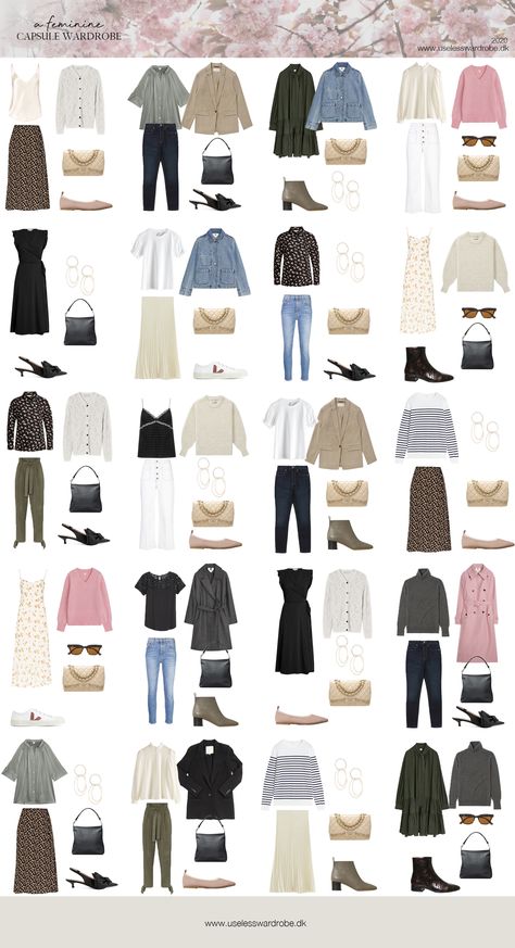 Feminine Capsule Wardrobe, Capsule Wardrobe Examples, Feminine Dressing, Capsule Wardrobe Women, Capsule Wardrobe Basics, Capsule Wardrobe Work, Capsule Wardrobe Outfits, Fashion Capsule Wardrobe, Winter Capsule Wardrobe