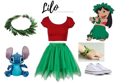 Mais 8 fantasias fáceis para o carnaval - Lilo Lilo Costume, Casual Halloween Costumes, Costumes Faciles, Teenage Halloween Costumes, ليلو وستيتش, Kostum Halloween, Cute Group Halloween Costumes, Halloween Costumes For Teens Girls, Costume Disney